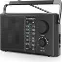 LEOTEC Portable AM FM Radio with Best Reception, Battery Operated or AC Power, Big Speaker, Large Tuning Knob, Clear Dial, Earphone Jack for Gift, Elder, Home
