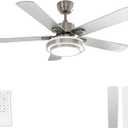 warmiplanet Ceiling Fan with Lights Remote Control, 52 Inch, Brushed Nickel (5-Blades) (silver)