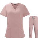VIAOLI Scrubs for Women Set V-Neck Pocket Top & Drawstring Jogger Scrub Pants Stretch Nursing Scrubs Set Uniform S
