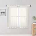 OWENIE Sheer Ivory Curtains 84 Inch Length 2 Panels Set for Living Room Bedroom, Rod Pocket Voile Sheer Panel Drapes, Ivory, 2pcs, Each 42" W x 48" L