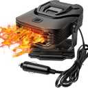 LARDERGO Car Heater, 2-in-1 12V 200W Portable Defroster with 360 Rotation, Quickly Melt Frost & Clear Fog on Windshield, Cigarette Lighter Plug in for All Car - Grey