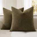 MIULEE Coffee Couch Pillow Covers 18x18 Inch, Set of 2 Soft Chenille Decorative Square Throw Pillow Covers Farmhouse for Sofa Living Room Bed (18" x 18" (Pack of 2))