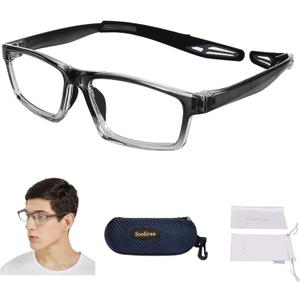 Sports Goggles Glasses Football Soccer Safety Glasses Goggles Adjustable Strap Interchangeable Temples for Men Youth (1219 Progressive Gray)
