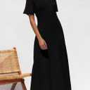 PRETTYGARDEN Womens Eyelet Cover Up Dress 2026 Summer Vacation Resort Maxi Dresses Beach Short Sleeve Hollow Out Sundress (Black, S)