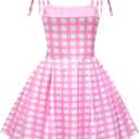 Girls Pink & White Gingham Costume Dress with Accessories, 4-10Y (Pink)
