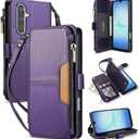 for Samsung Galaxy A17 Wallet Case with Card Holder Fashion PU Leather Magnetic Snap Flip Zipper Strap Protective Phone Case for Samsung Galaxy A17 Case Wallet(6.7 inch-Purple)