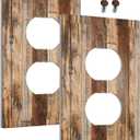 Pack of 2 Decorative Outlet Covers Vintag, Brown boards Tan Wood Plank 1 Gang Wall Plate Cover Receptacle Duplex Light Switch Cover Plate Single Dual Plug Covers Electrical Switch Plate , 1-Gang Duplex Outlet /5x3 IN(2Pack), 