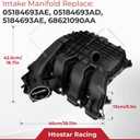 Upper Intake Manifold 2011-2023 Compatible with Dodge Chrysler Jeep 3.6 3.0 For Journey Durango Charger Challenger Avenger Caravan Grand Cherokee 200 300 Town Country Replace 5184693AE