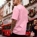 Oversized Graphic Tees Men Vintage Y2K Print Shirts Streetwear Unisex Harajuku T-Shirts (Pink, S)