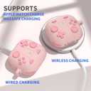 2 x DamonLight Game Case for AirPods 4 Cover Shock-Proof Protective Silicone Case with Keychain for Apple Airpods 4th Generation 2024 Released (Pink)