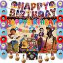 42pcs Dsney Coco Birthday Party Supplies -Included Banner, cupcake toppers , backdrop and Balloons Banner for Coco Cartoon Themed Party Decorations