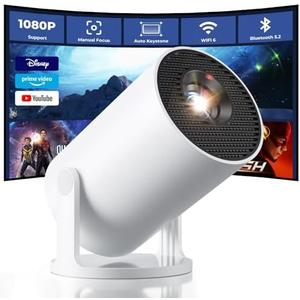 CLOKOWE Mini Projector with WiFi and Bluetooth, Built-in Apps, Smart Portable Projector with 180° Rotation, Auto Keystone, Support 1080P, Compatible with HDMI/USB/TV Stick/Smartphone/Laptop