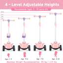 2 in 1 Kick Scooter with Removable Seat, 3 LED Wheels Kick Scooter for Kids, 4 Adjustable Height & Foldable Design Toddler Scooters Sit or Stand Ride for Boys & Girls 2-10 Years Old