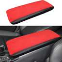 XYHGM Car Center Console Armrest Cover for Toyota Camry 2026 2025 Leather Anti-Scratch Central Arm Rest Box Lid Seat Cover Protector Cushion Saver Interior Accessories(Red with Black)
