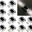 Solar Deck Lights Driveway Dock Lights 12 Pack, Outdoor LED Solar Powered Waterproof Warning Step Lights for Driveway Sidewalk Pathway Yard Garden (Pack of 12, Bright White)
