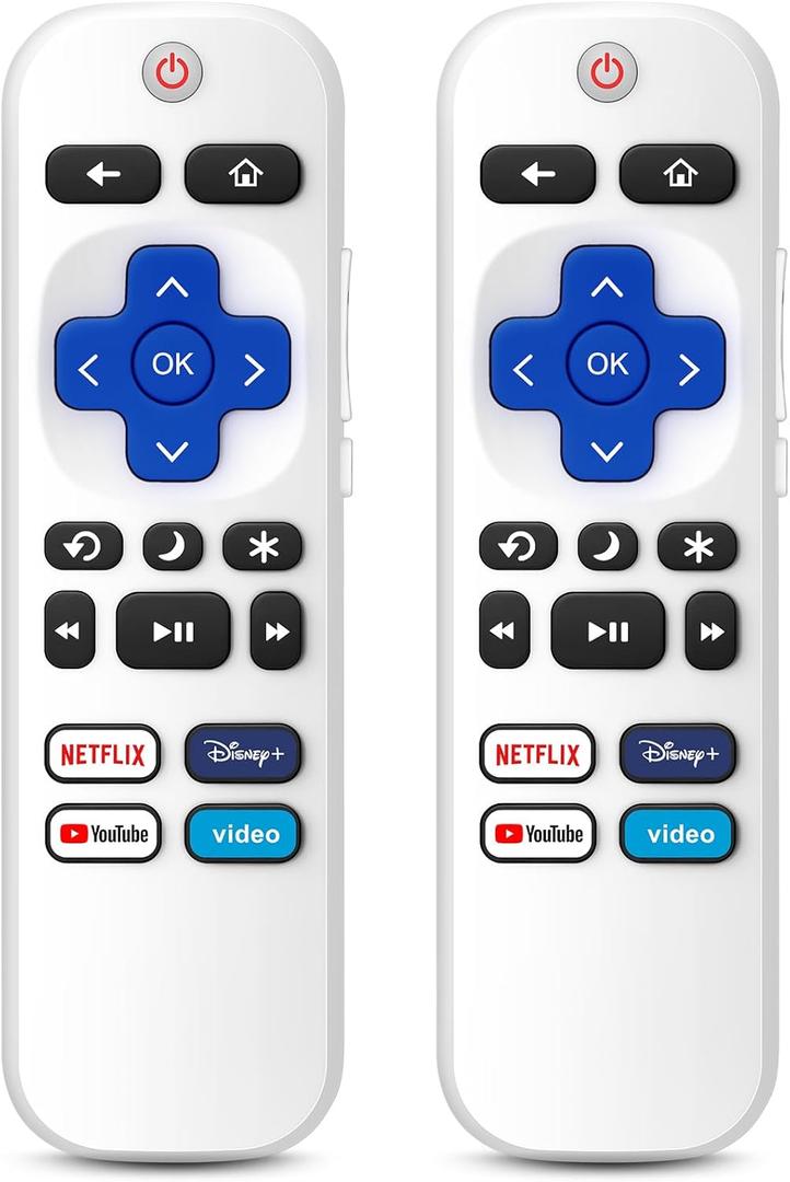 (Pack of 2) Remote Control Only for TCL Onn Hisense Sharp Philips Westinghouse Insignia Element TLC Roku Smart TV Ruko Ruku Roko Remotes Replacement (White)
