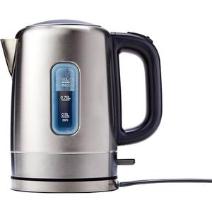 Basics Electric Stainless Steel Kettle for Tea and Coffee, BPAFree, Fast Boiling, Auto ShutOff, 1 Liter, 1500W, Black and Silver