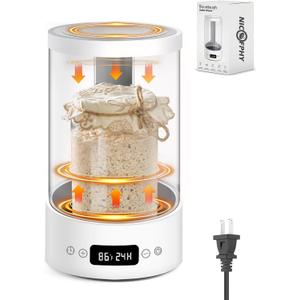 Sourdough Starter Warmer Home Incubator - Upgraded Sour Dough Warmer Box with Double Heating Plates and Warming Dome, 70-120F Precise 1F Thermostat, 24H Timer Fermentation Sourdough Heater Mat Tool