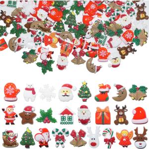 HADDIY Christmas Resin Charms for Crafts,100 Pcs Flatback Slime Charm Beads Miniature Ornaments for Christmas Embellishments,Craft Supplies and Mini Christmas Decorations