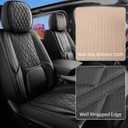 Custom Fit Chevy Silverado GMC Sierra 1500 2007-2025 2500/3500 HD Crew Cab Full Set Car Seat Covers - 5 Pack, Premium Faux Leather Truck Seat Protector with Airbag Compatible Design, Black