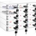 Layhit 15 Slots Cell Phone Locker Box for Classroom Clear Acrylic Cell Phone Storage Cabinet Bin with Door Locks for Classroom School Students Office Factory Employees