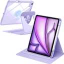 Wenlaty for iPad Air 11 inch Case (M3/M2) & Air 5th/4th Generation Case 10.9 inch,for iPad Pro 11 inch 4/3/2/1 Gen,360 Rotating, Detachable Magnetic Back, Pencil Holder, Auto Sleep/Wake,Lavender