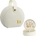 COLLECTIVE HOME - Travel Jewelry Case, Elegant Half-Moon Design with Gold Monogram, Detachable Handle, Personalized Accessory Organizer, Gift for Fashion-Forward Women and Teens (m)