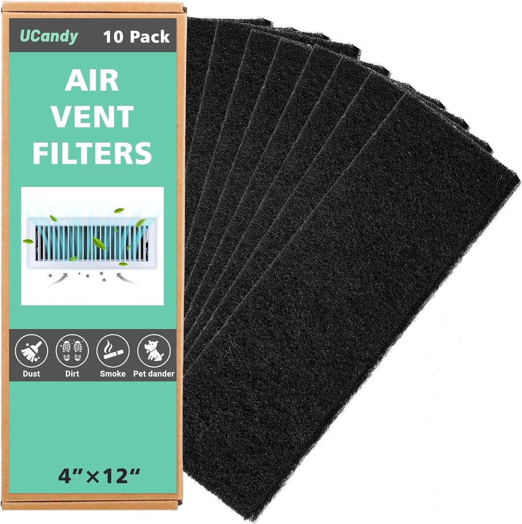 4"x12" Activated Carbon Air Vent Filters for Home, 10 Pack Dust Control Activated Charcoal Floor Vent Filters Air Filter Freshener for Home Vents to Purify Indoor Air