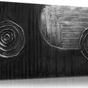 Abstract Oil Painting Wall Art Bedroom Black and Silver Canvas Wall Art for Living Room Circles Pictures Wall Decor for Kitchen Size 20 x 40 Inch