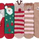 Zando Women's Fuzzy Socks Slipper Socks-Cozy Comfortable Non-Slip-for Home, Hospital, Yoga, Pilates & Cold Weather, 4 Pairs