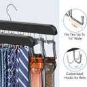 2 Pack Tie Rack & Belt Hanger 2 in 1 Tie Hanger Space Saving Max 42 Belts& 60 Ties Capacity for Closet Organizers and Storage, Sturdy Wood Belt & Tie Collection Organizer, 14.5 inches by 5 inches