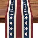 Seliem 4th of July Patriotic Table Runner, America Stars Stripes Kitchen Dining Table Decor, American USA Burlap Home Decoration Indoor Outdoor Party Supply 13 x 72 Inches