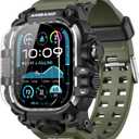 amBand Compatible with Apple Watch Ultra 2/Ultra Bands Case 49mm for Men, M3 Rugged Cover Military Sport Strap with Glass Screen Protector, Heavy Duty Protective Bumper for iWatch 49 mm - Army Green