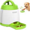 PETGEEK Automatic Dog Treat Dispenser with Button - Puzzle Memory Training Feeder, Pet Geek Button Treat Food Dispensing Toys Interactive, Iq Training Dog Feeder (Green)