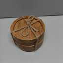 Kaizen Casa Wooden Coasters for Drinks - Natural Acacia Wood Drink Coaster Set for Drinking Glasses, Tabletop Protection for Any Table Type, Set of 4 (Design 2)