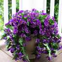 Artificial Fake Hanging Flowers Plants for Outdoor Outside Summer Decoration, 2PCS Faux Silk Morning Glory Purple UV Resistant Look Real Trailing Vines for Home Planter Porch Patio