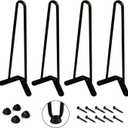 WELLAND 19" Satin Black Hairpin Metal Legs 1/2 Diameter Set of 4 with Free Screws Use to Home DIY Projects for Furniture