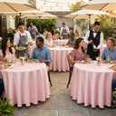 8 Packs 90 Inch Pink Tablecloth Round Tablecloth for Circle Tables, Washable Polyester Table Cloth, Wrinkle Resistant Round Cover for Spring Wedding Party Banquet Dining