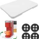 360° Rolling Tray Bamboo Appliance Slider, Appliance Sliders for Kitchen Appliances Sliding Tray for Coffee Maker Appliances Mat Easily from Under The Cabinet White(13.9"×9.4")