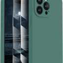 FireNova Designed for iPhone 15 Pro Case, Silicone Upgraded [Camera Protection] Phone Case with [2 Screen Protectors], Soft Anti-Scratch Microfiber Lining Inside, 6.1 inch, Midnight Green