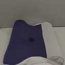 JOLLYVOGUE Cervical Neck Pillow - Contour Memory Foam Pillow for Neck Pain Relief with Cooling Pillowcase, Ergonomic Orthopedic Support for Side Back Stomach Sleepers, White & Dark Blue