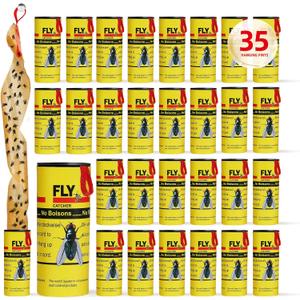 Fly Traps for Indoors Outdoor, Fly Paper Strips Sticky Hanging, Fruit Fly Strips,Fly Tape Catcher Ribbon, Fruit Fly Gnat Trap Killer Fly Traps for Inside Home(35 Pack)