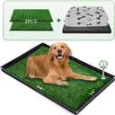 Dog Grass Pad with Foldable Dog Litter Box,Extra Large Liner Base for BalconyUltra-Absorbent Artificial Grass Pads for Dogs Pee Pad Holder, Potty Training, 2 PCS Reusable Pee Pad