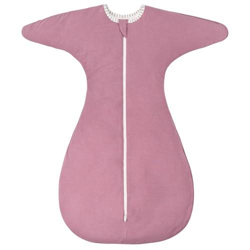 ZIGJOY Shark-Fin Transition Swaddle for Newborn - 0.5 Tog Rayon Made from Bamboo Sleep Sack Baby Swaddle Blanket with 2-Way Zipper, Hemp Grey