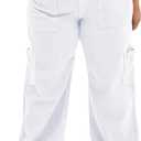 Eytino Plus Size Cargo Pants for Women High Waist Stretch Baggy Pants Casual Straight Leg Trousers with Pockets,2X White