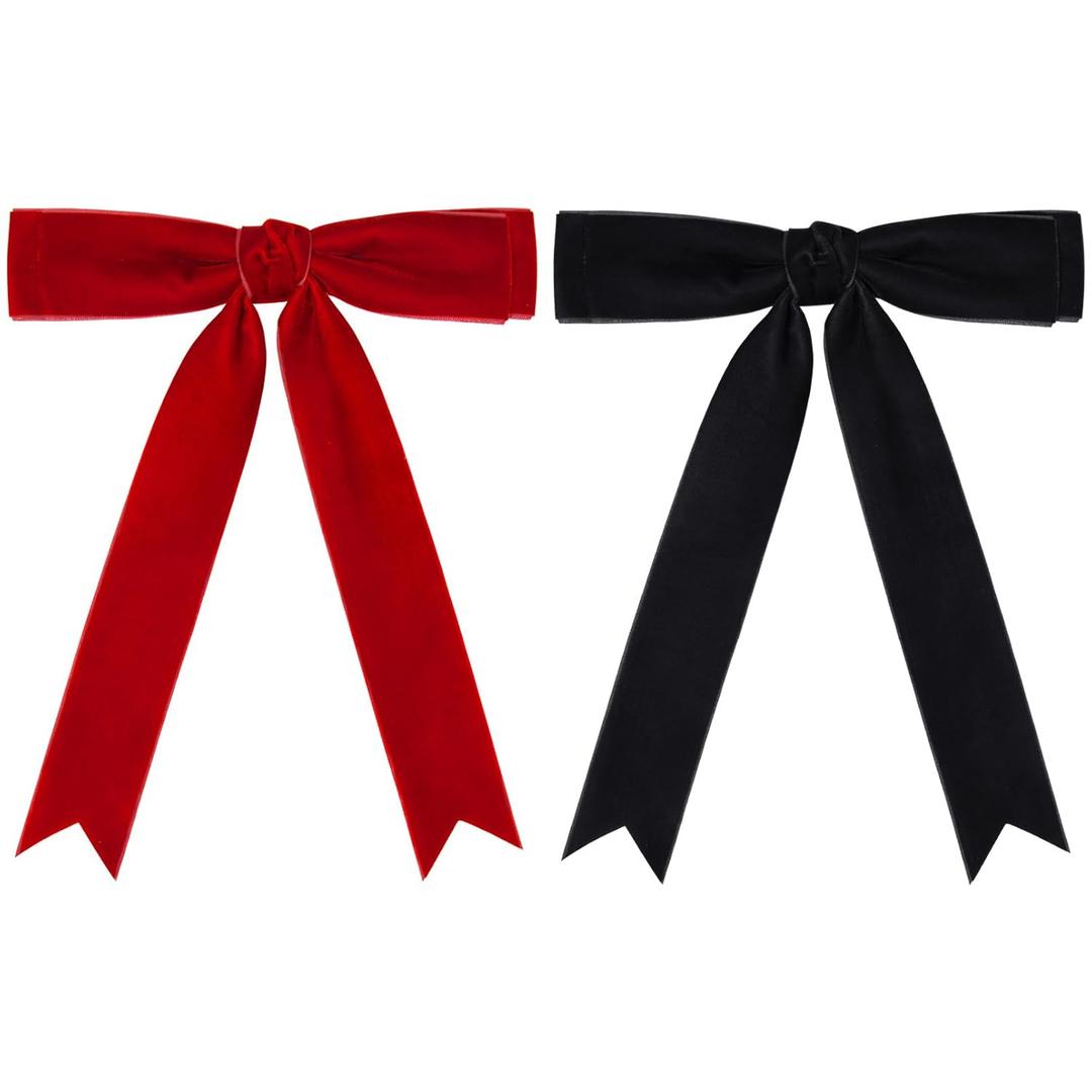 Aileam 2PCS Velvet Hair Bows Black Red Big Fall Alligator Clips Hair Accessories for Women Girls Toddlers Kids Baby