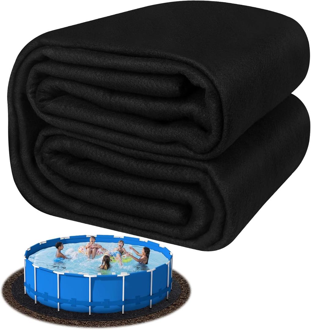 300G/M Thicker 24FT Pool Liner Pad,Seamless Above Ground Pool Liner, Thicker Durable Geotextile Material, Pre-Cut Heavy Duty Round Pool Liner Pad, Puncture Protection,Extend Liner Life(Black)