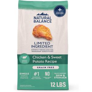Natural Balance Limited Ingredient Adult Grain Free-Dry Dog Food, Chicken & Sweet Potato Recipe, 12 Pound (Pack of 1)
