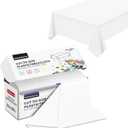 54 Inch X 300 Feet Plastic Table Cover Roll Disposable Tablecloth with Slide Cutter for All Type/Shape Tables | Table Cover for Party, Picnic, Banquet & Outdoor Activities (White)