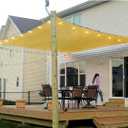 Patio Sun Shade Sail Canopy, 6' x 8' Rectangle Shade Cloth UV Block Sunshade Fabric - Outdoor Cover Awning Shelter for Pergola Backyard Garden Yard (Sand Color)